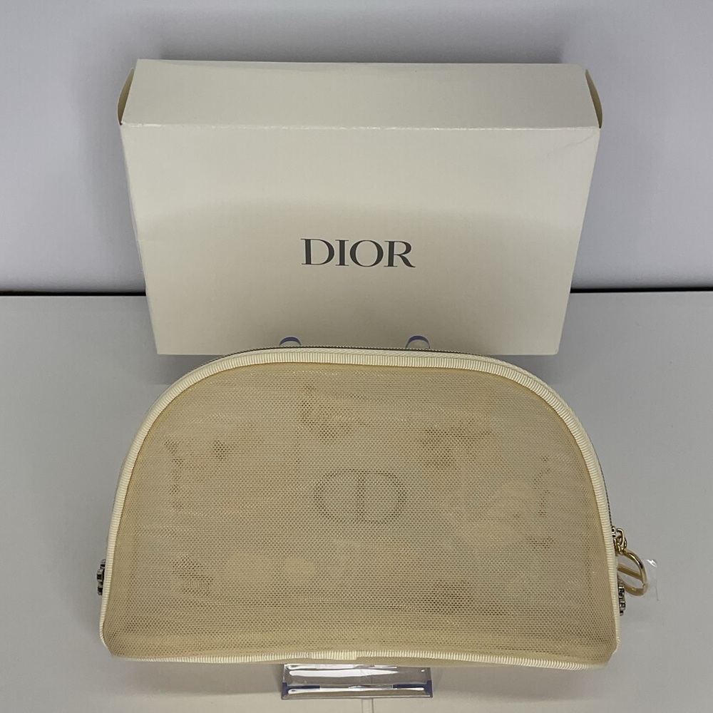 Dior Beige Floral Embroidered Cosmetic Bag - Picture 4 of 7